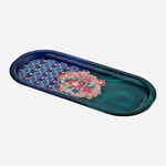 La Vita E'Bella 37 cm Oval Kahve Sunum Metal Tepsi  - mavi narlı