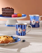 Mavi Çizgili Madalyon Desenli Küçük Mug 150 Ml - Yeni 51002606