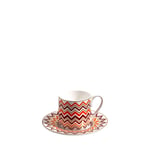MISSONI ICONIC - TURUNCU-BORDO, 1 KISILIK TURK KAHVESI FINCAN VE TABAGI SETI, 0,12 L, 2 PARCA