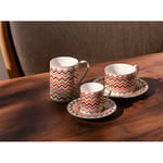MISSONI ICONIC - TURUNCU-BORDO, 1 KISILIK TURK KAHVESI FINCAN VE TABAGI SETI, 0,12 L, 2 PARCA