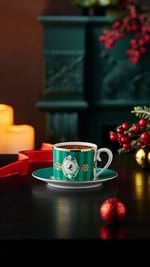 Yeşil Çizgili Kuşlu Kahve Fincanı 125 Ml.  51004198