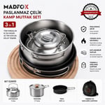 Madfox ProChef 3IN1 Paslanmaz Çelik Kamp Mutfak Seti