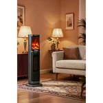 Hoogar German 2075 L Grey Oben Seri Oled Şömineli Ekran Dijital Kule Tipi Seramik Fanlı Isıtıcı