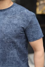  Erkek Oversize T-shirt Yağ Desen İki İplik Kumaş