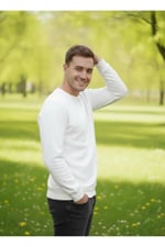 Erkek Bisiklet Yaka Pamuklu Şardonlu Regular Fit Sweatshirt