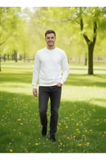 Erkek Bisiklet Yaka Pamuklu Şardonlu Regular Fit Sweatshirt
