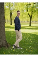 Erkek Bisiklet Yaka Pamuklu Şardonlu Regular Fit Sweatshirt