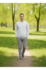 Erkek Bisiklet Yaka Pamuklu Şardonlu Regular Fit Sweatshirt