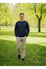 Erkek Bisiklet Yaka Pamuklu Şardonlu Regular Fit Sweatshirt