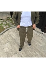 Erkek Füme Fitilli Kadife Kumaş Gömlek Pantolon İkili Takım