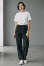 Kadın Kot Beli Lastikli Denim Pantolon