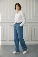 Kadın Kot Beli Lastikli Denim Pantolon