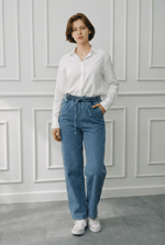 Kadın Kot Beli Lastikli Denim Pantolon