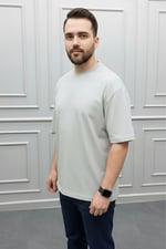 Oversize Bisiklet Yaka Tişört 