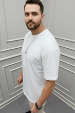 Oversize Bisiklet Yaka Tişört 