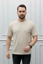 Oversize Bisiklet Yaka Tişört 