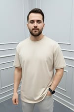 Oversize Bisiklet Yaka Tişört 