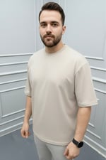Oversize Bisiklet Yaka Tişört 