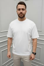 Oversize Bisiklet Yaka Tişört 