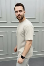 Oversize Bisiklet Yaka Tişört 