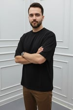 Oversize Bisiklet Yaka Tişört 