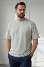 Oversize Bisiklet Yaka Tişört 