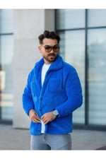 Unisex Yeşil Peluş Gömlek Yaka Düğmeli Çift Cepli Regular Fit Wersoft Polar Kumaş