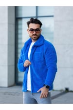 Unisex Yeşil Peluş Gömlek Yaka Düğmeli Çift Cepli Regular Fit Wersoft Polar Kumaş