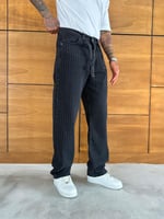Antrasit Çizgi Baggy Pantolon
