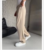 BEJ PİLELİ BAGGY KUMAŞ PANTOLON