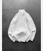 BEYAZ YARIM FERMUARLI POLO SWEAT