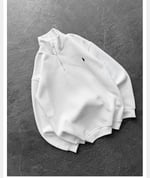 BEYAZ YARIM FERMUARLI POLO SWEAT