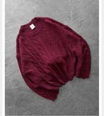 BORDO CROP ÖRGÜ TRİKO KAZAK