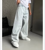 BUZ MAVİ SÜPER BAGGY KOT PANTOLON