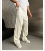 EKRU FİTİLLİ KUMAŞ BAGGY PANTOLON
