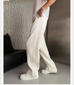 EKRU FİTİLLİ KUMAŞ BAGGY PANTOLON