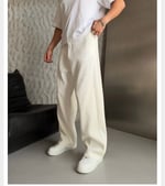 EKRU FİTİLLİ KUMAŞ BAGGY PANTOLON