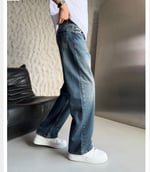 ESKİTME KOT LOOSE-FİT PANTOLON