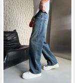 ESKİTME KOT LOOSE-FİT PANTOLON