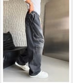 FÜME BELİ LASTİKLİ KARGO CEPLİ BAGGY PANTOLON