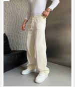 KREM GABARDİN KUMAŞ BAGGY PANTOLON