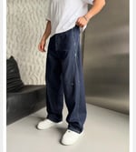 LACİVERT DİKİŞLİ SÜPER BAGGY PANTOLON