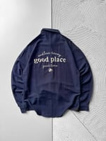 LACİVERT GOOD PLACE OVERSİZE GÖMLEK