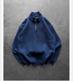 LACİVERT YARIM FERMUARLI POLO SWEAT