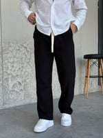 SİYAH BAGGY KETEN PANTOLON