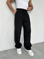 Siyah Gabardin Baggy Pantolon
