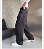SİYAH GABARDİN KUMAŞ BAGGY PANTOLON