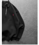 SİYAH YARIM FERMUARLI POLO SWEAT