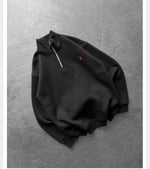 SİYAH YARIM FERMUARLI POLO SWEAT