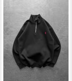 SİYAH YARIM FERMUARLI POLO SWEAT